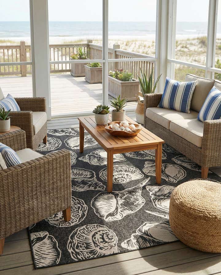 9' x 12' Easy-Clean Coastal Indoor / Outdoor Rug