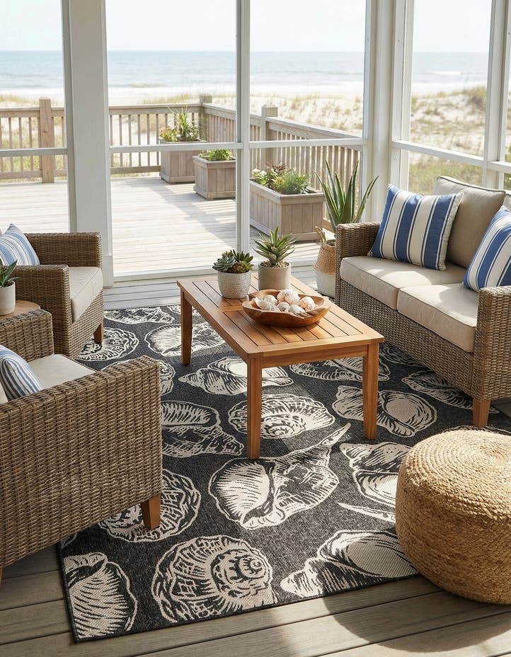 9' x 12' Easy-Clean Coastal Indoor / Outdoo...