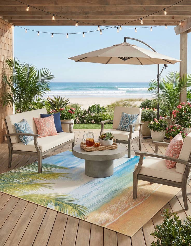 Detail image of 10' x 12'  Washable Coastal Indoor / Outdoor Rug