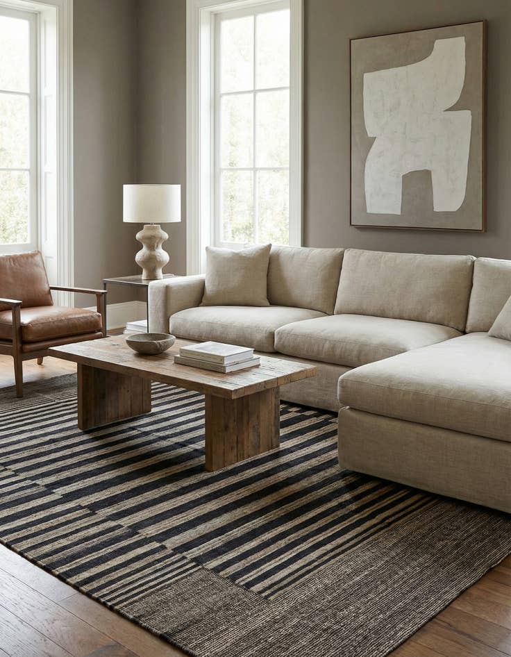 Detail image of 6' x 7' 7  Hand Woven Kilim Modern Wool Rug