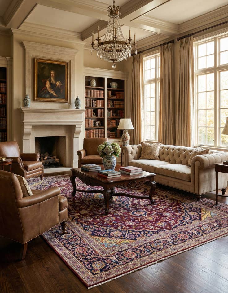 Detail image of 9' 2 x 13' 5  Hand Knotted Kashan Persian Wool Rug