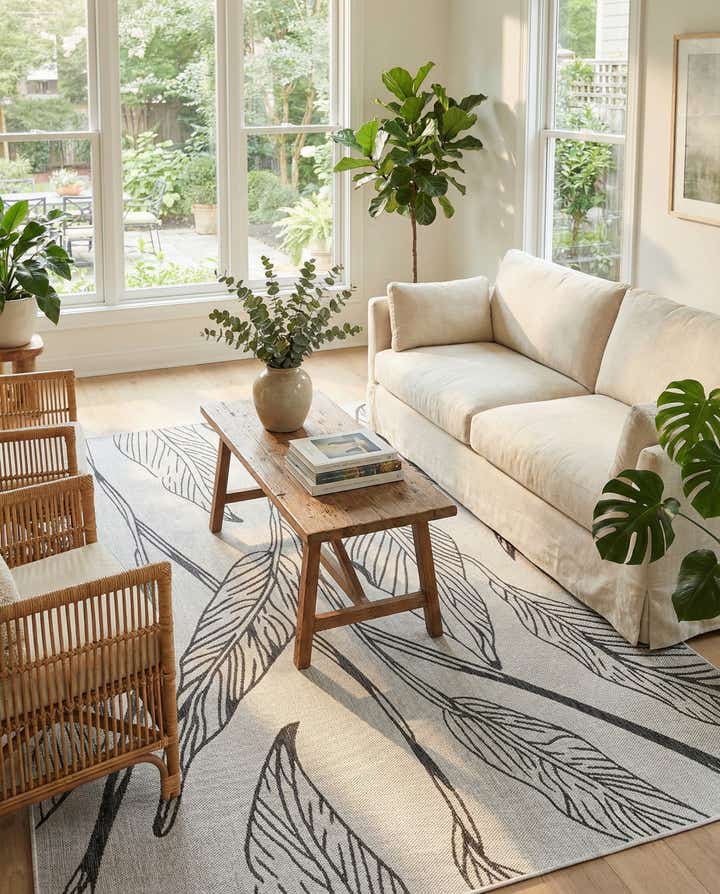 7' x 10' Easy-Clean Botanical Indoor / Outdoor Rug