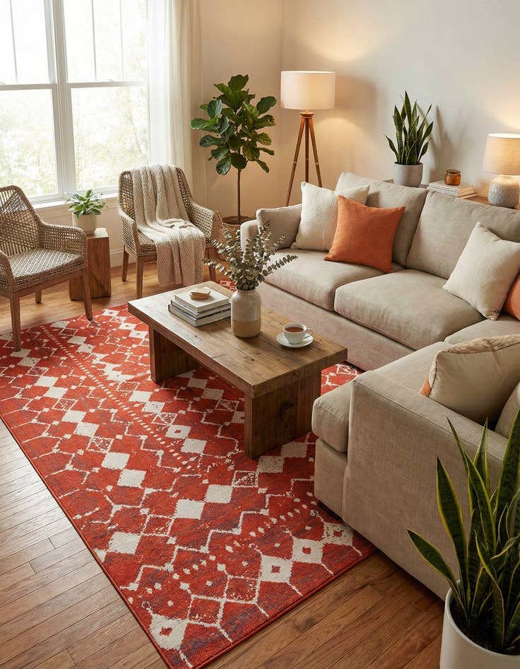 Detail image of 9' x 12' Easy-Clean Trellis Indoor / Outdoor Rug