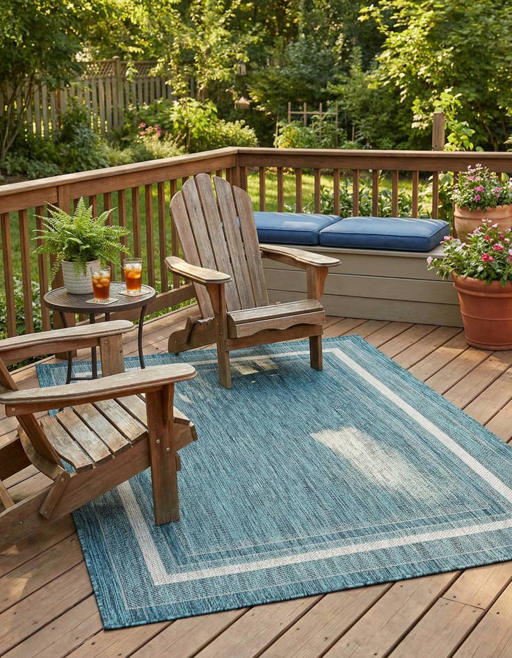 Detail image of 4' x 6'  Washable Border Indoor / Outdoor Rug
