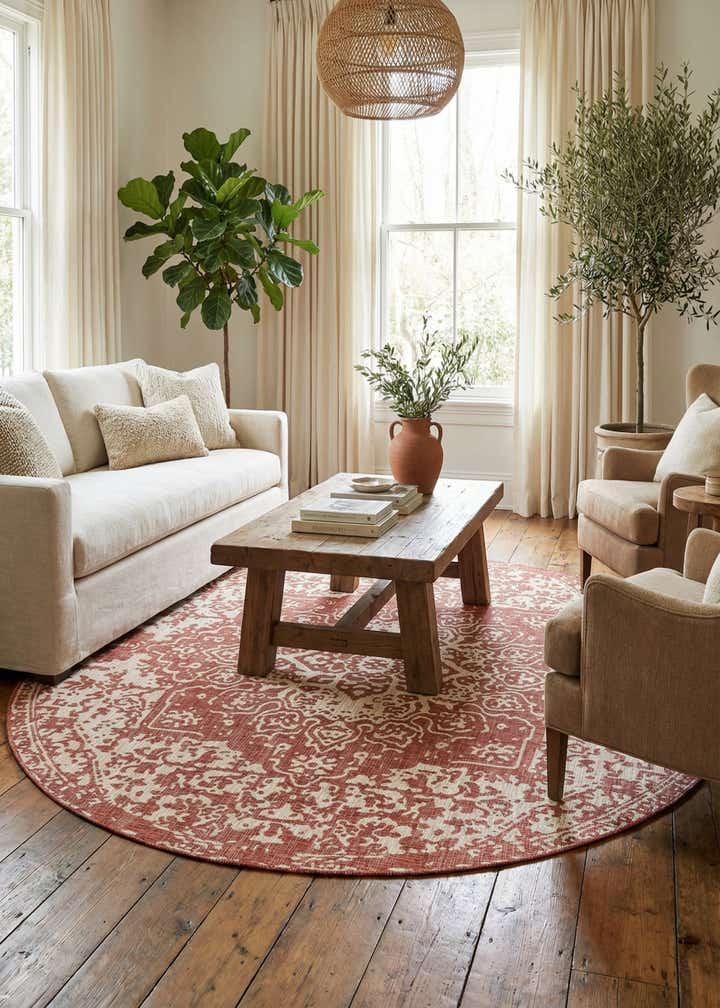 10' 8 x 10' 8 Easy-Clean Jill Zarin Dubai Indoor / Outdoor Round Rug