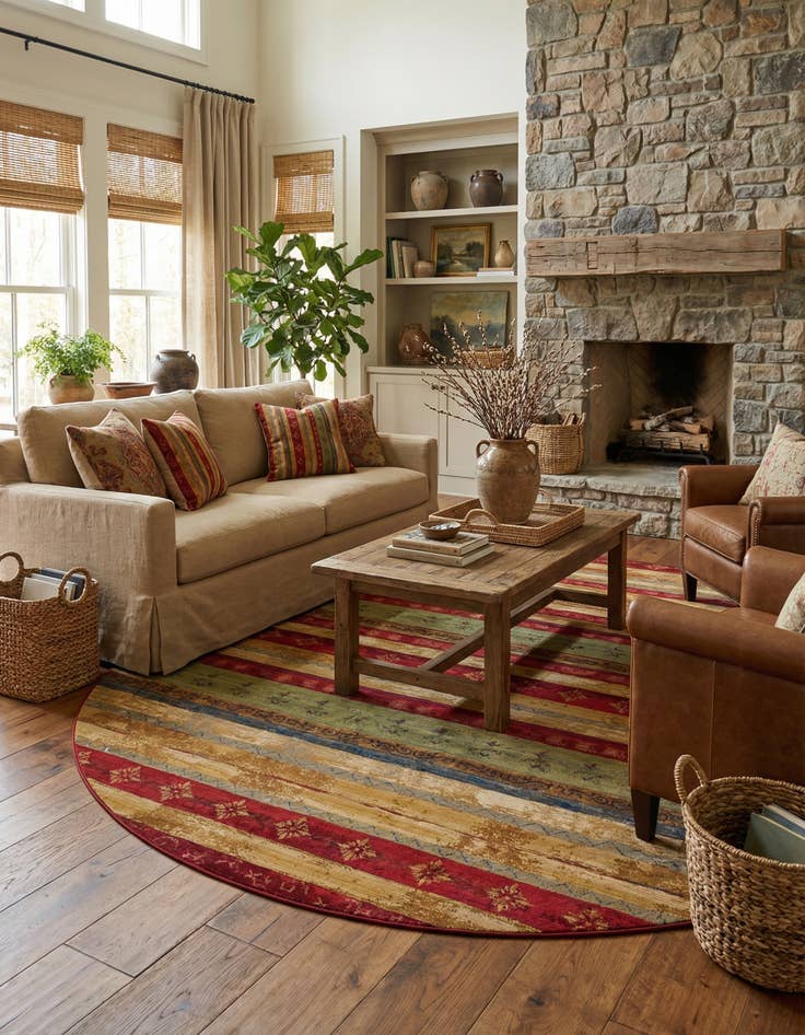 Detail image of 12' x 12'  Washable Modern Indoor / Outdoor Round Rug