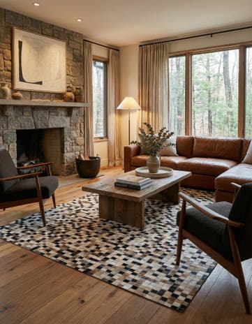 5' 1 x 7' 10 Cowhide Leather Rug