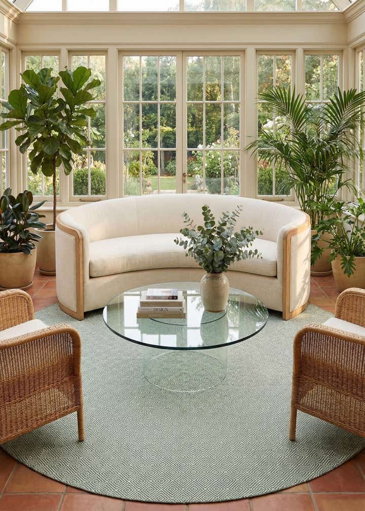 12' x 12' Geo Trellis Flatweave Round Rug