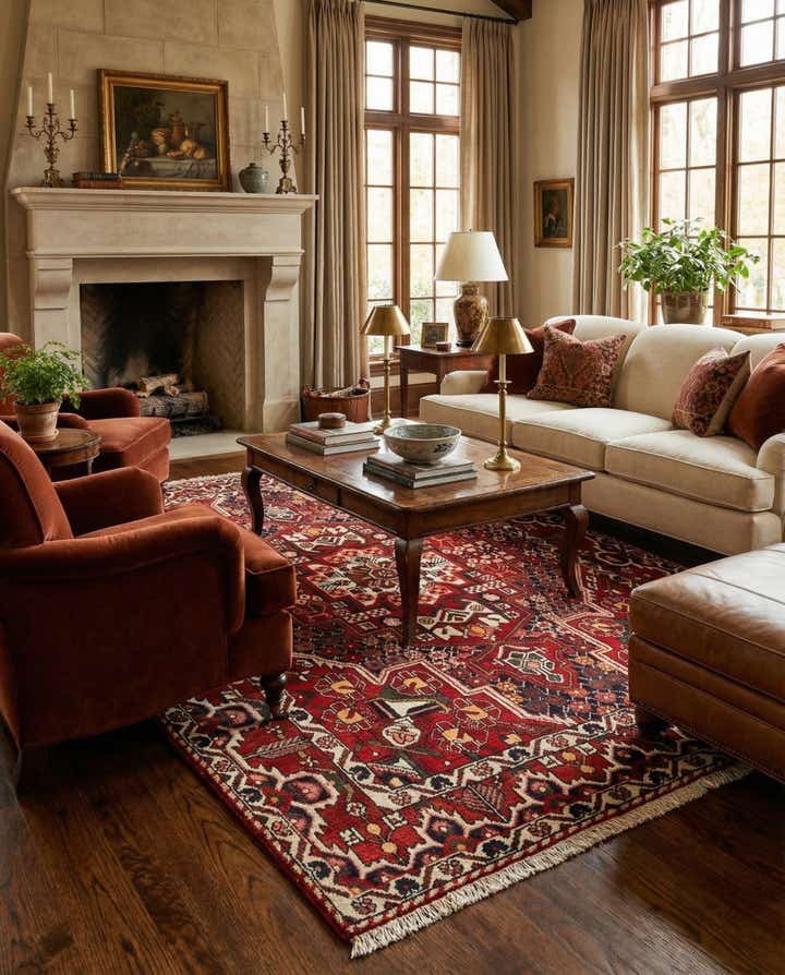 5' 1 x 6' 11 Hand Knotted Bachtiar Persian Wool Rug