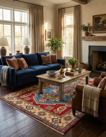 5' 7 x 8' 2 Hand Knotted Kazak Rug