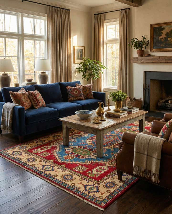 5' 7 x 8' 2 Hand Knotted Kazak Rug