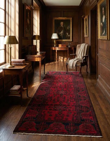 2' 9 x 6' 4 Hand Knotted Khal Mohammadi Wool Runner Rug