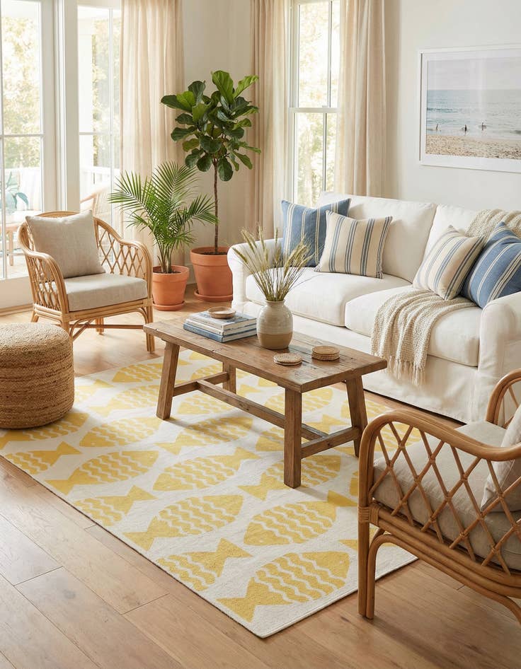 Detail image of 6' 1 x 9'  Washable Coastal Indoor / Outdoor Rug