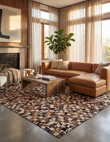 5' 1 x 8' 1 Cowhide Leather Rug