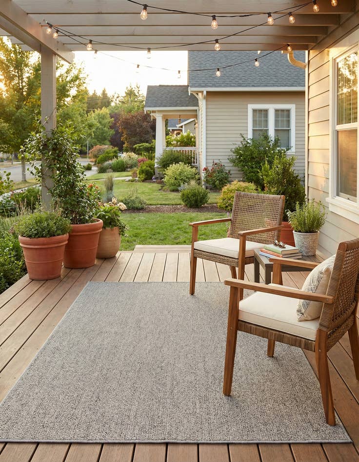 Detail image of  4' 1 x 6' 1  Washable Solid Indoor / Outdoor Rug