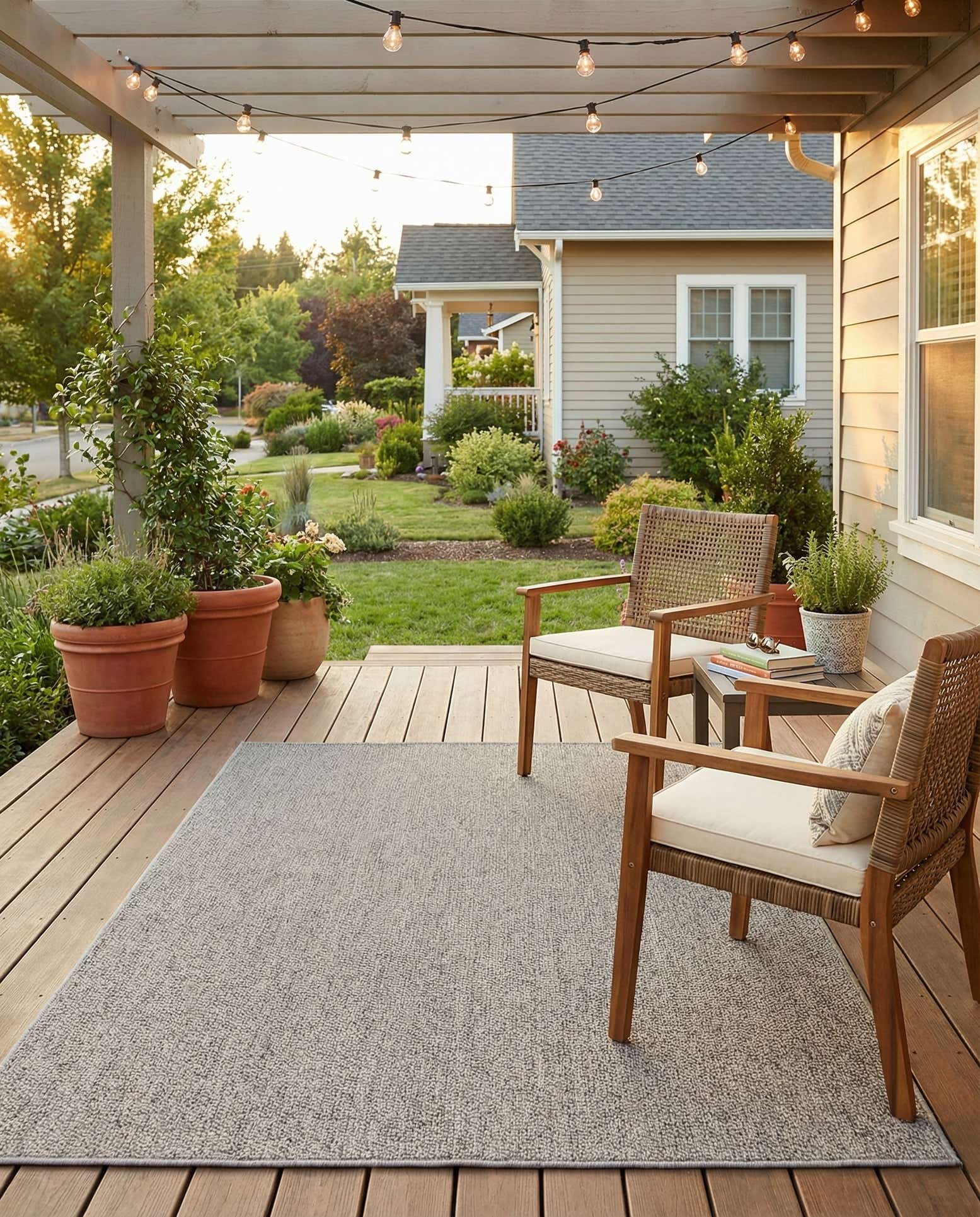 4' 1 x 6' 1 Easy-Clean Solid Indoor / Outdoor Rug