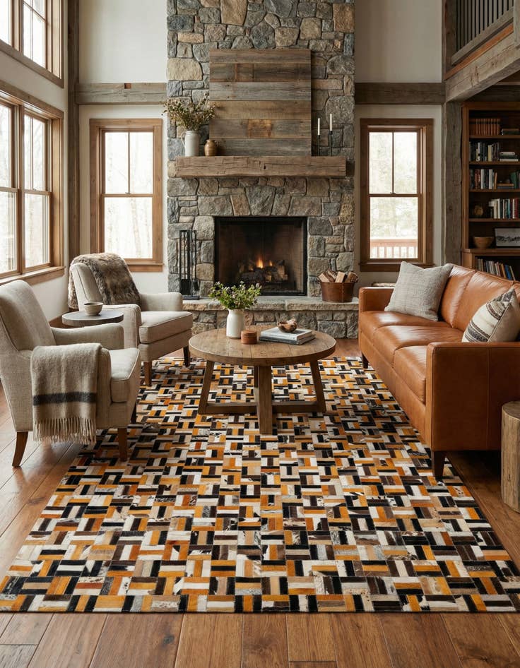 Detail image of  5' x 7' 10 Cowhide - Patchwork Rug