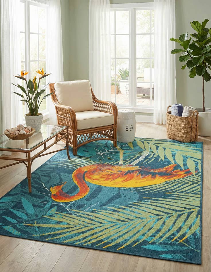 Detail image of  6' x 9'  Washable Coastal Indoor / Outdoor Rug