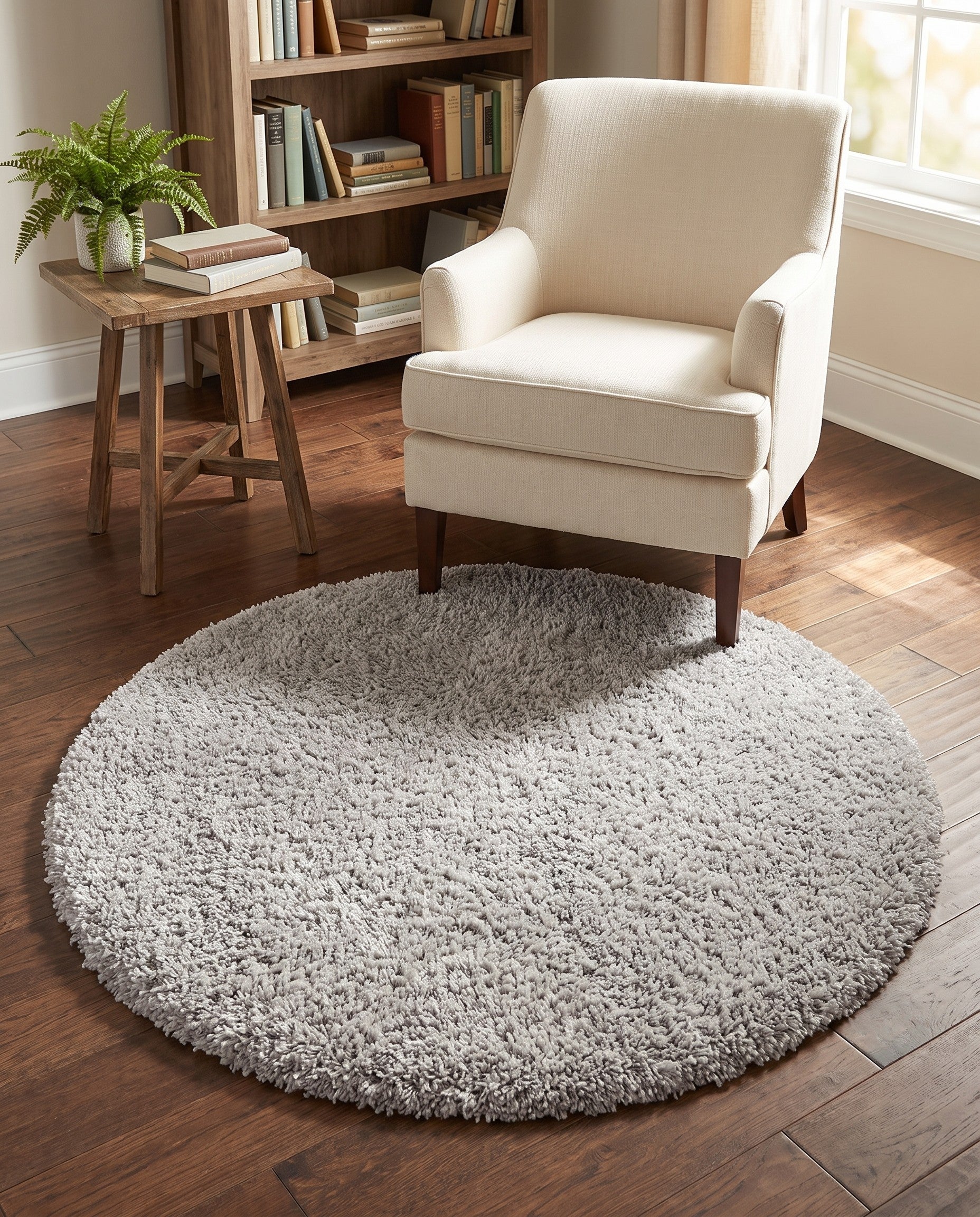4' x 4' Solid Shag Round Rug