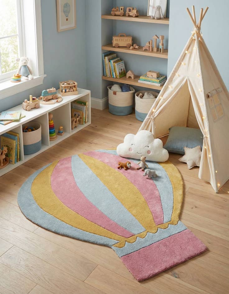 Detail image of  4' 1 x 4' 5 Playtime Kids Wool Freeform Rug