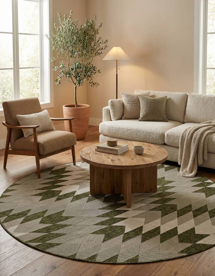 Detail image of  7' 10 x 7' 10  Washable Modern Indoor / Outdoor Round Rug