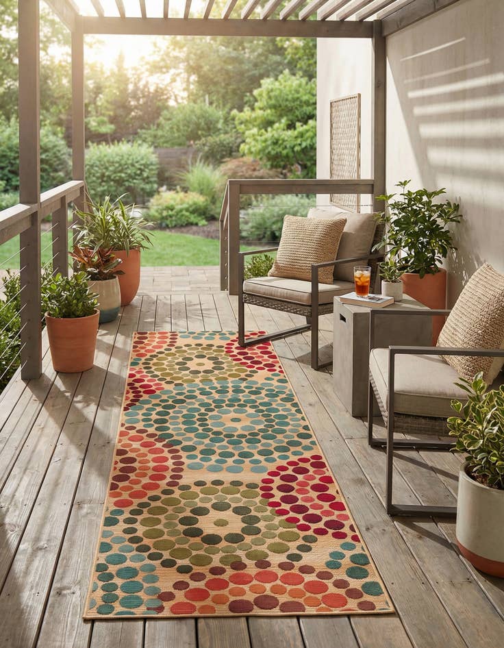 Detail image of 2' 7 x 9' Easy-Clean Modern Indoor / Outdoor Runner Rug