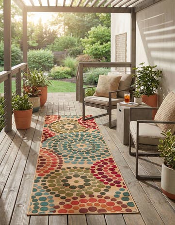 2' 7 x 9' Easy-Clean Modern Indoor / Outdoor Runner Rug