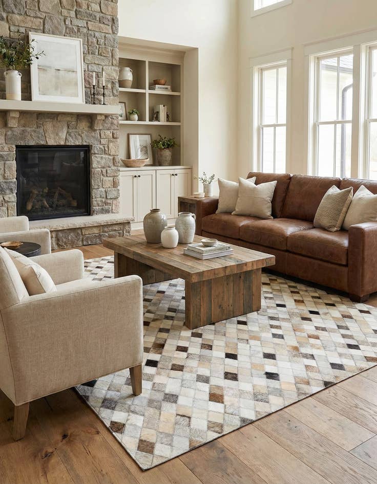 Detail image of 4' 1 x 6' Cowhide Stocks Rug