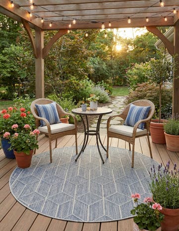 5' 3 x 5' 3 Easy-Clean Trellis Indoor / Outdoor Round Rug