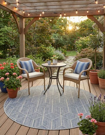 5' 3 x 5' 3 Easy-Clean Trellis Indoor / Outdoor Round Rug