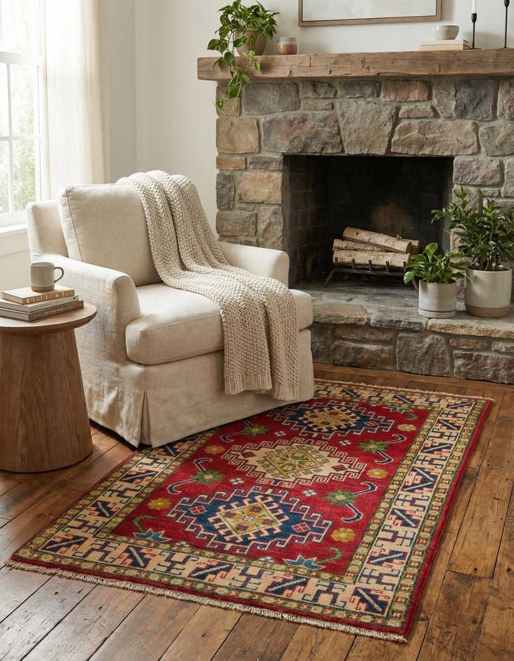 Detail image of 2' 8 x 4' 3  Hand Knotted Kazak Rug