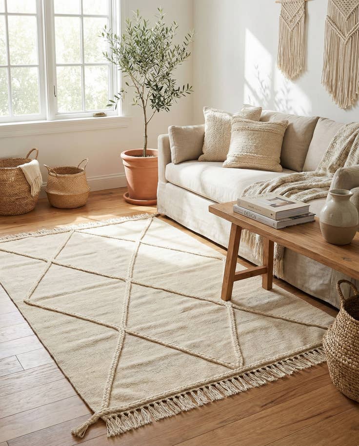 Detail image of 3' 6 x 5' Hand Woven Moroccan Wool Rug