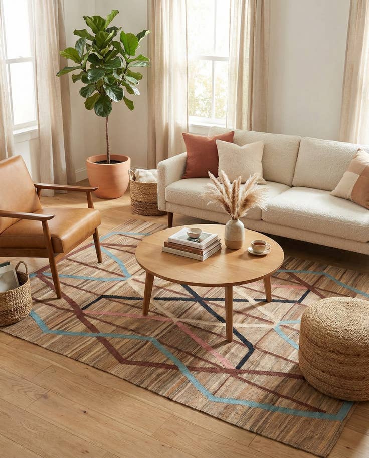 Detail image of 6' x 7' 8 Hand Woven Kilim Modern Wool Rug