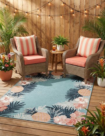 4' 5 x 6' Easy-Clean Botanical Indoor / Outdoor Rug