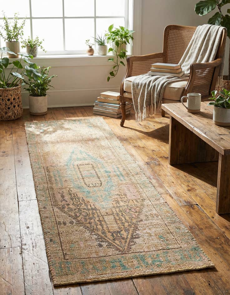 Detail image of 2' 2 x 8'  Hand Woven Chenille Jute Runner Rug