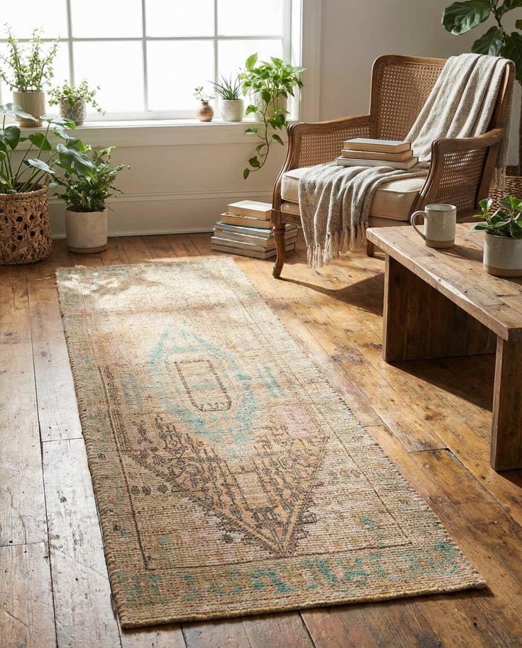 Detail image of 2' 2 x 8' Hand Woven Chenille Jute Runner Rug