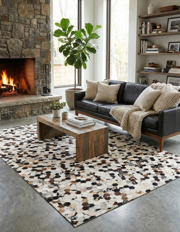 5' 1 x 8' Cowhide Leather Rug