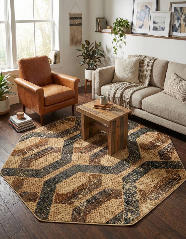 Detail image of 5' 3 x 5' 3 Saturn Octagon Rug