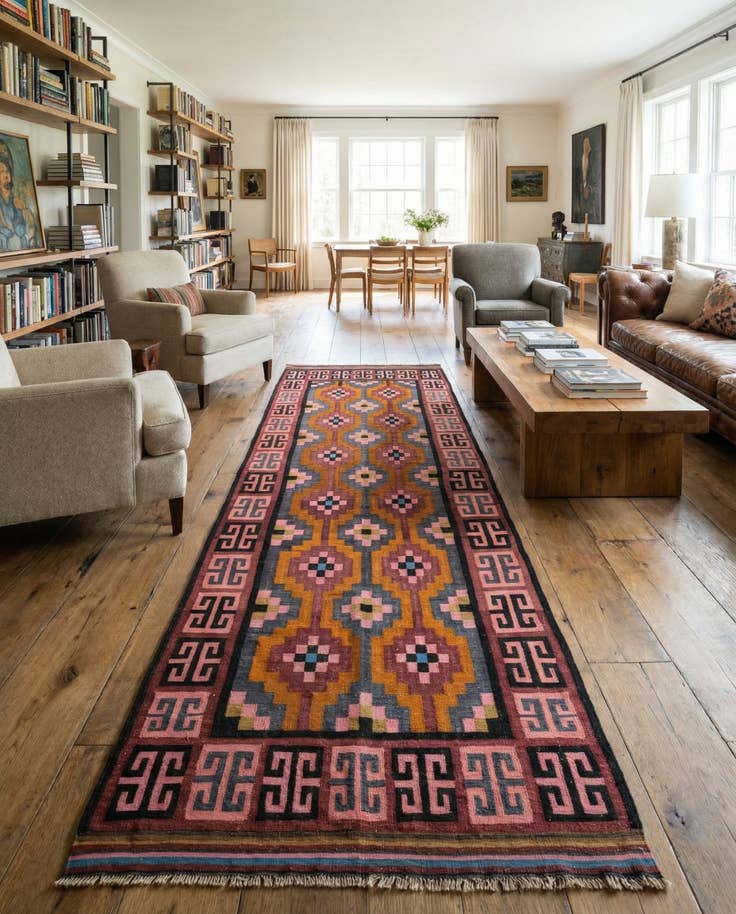 Detail image of 4' 10 x 12' Hand Woven Kilim Fars Wool Runner Rug