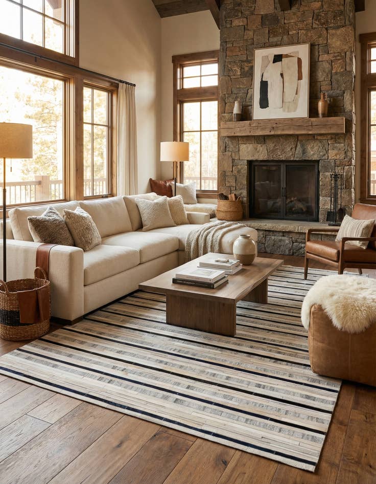 Detail image of 5' 1 x 7' 10 Cowhide Stocks Rug