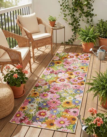 2' x 6' Easy-Clean Botanical Indoor / Outdoor Runner Rug