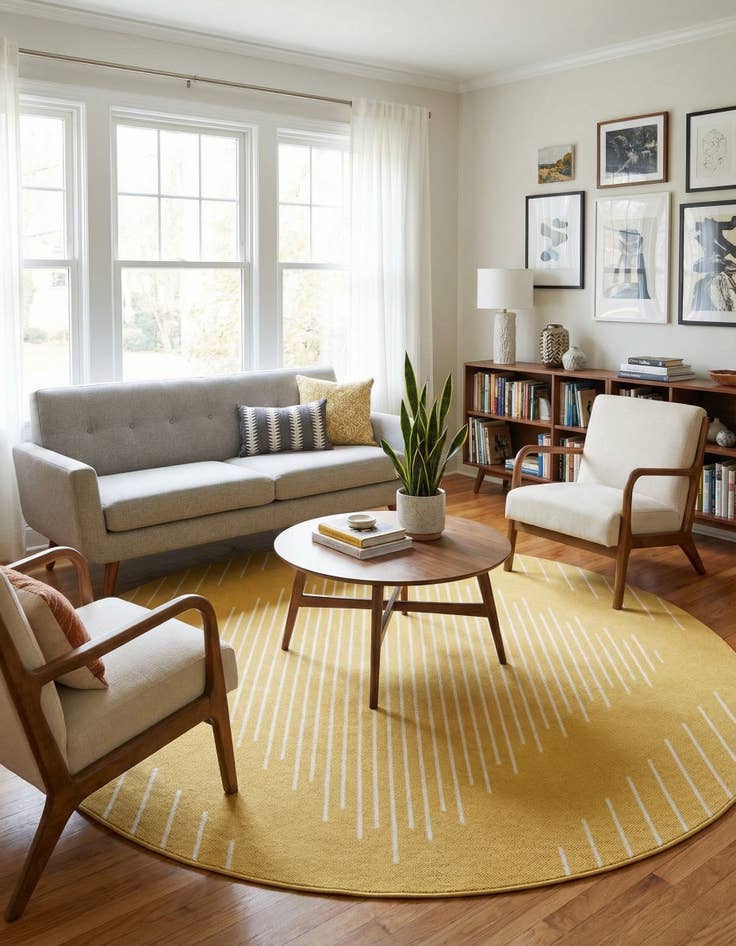 Detail image of 7' 10 x 7' 10  Washable Modern Indoor / Outdoor Round Rug