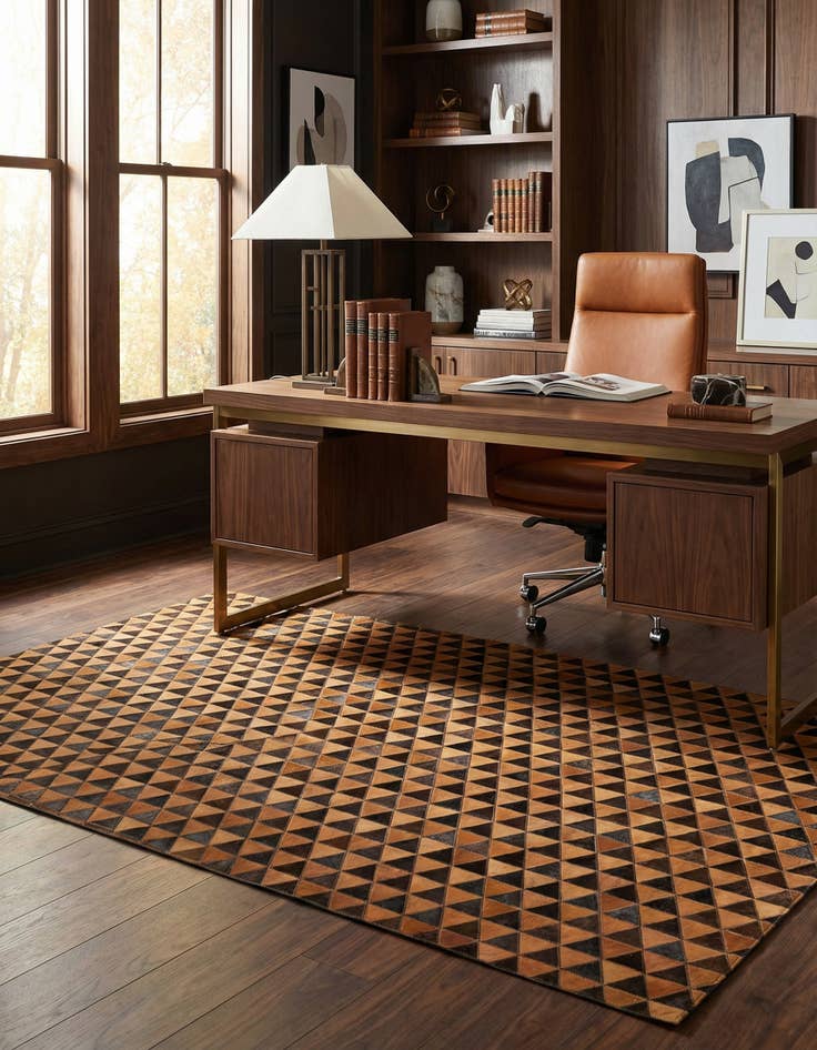 Detail image of 5' 2 x 8' 1 Cowhide Leather Rug