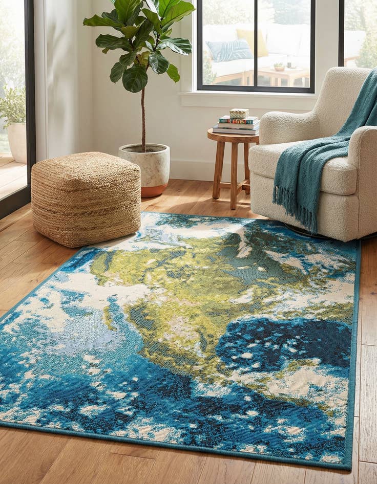 Detail image of 2' x 3' 1  Washable Modern Indoor / Outdoor Rug