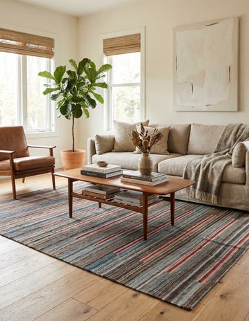 4' 3 x 6' Hand Woven Kilim Modern Wool Rug