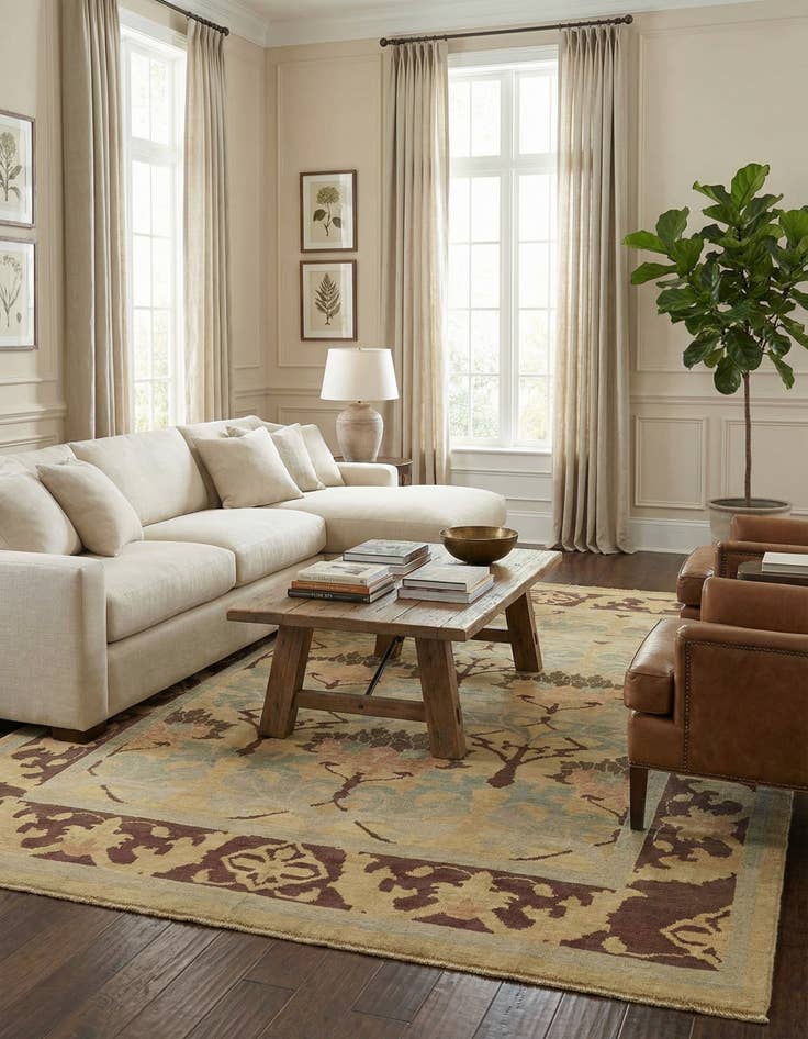 Detail image of 9' 4 x 11'  Hand Knotted Oushak Wool Rug