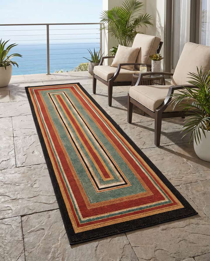 2' 7 x 12' Easy-Clean Modern Indoor / Outdoor Runner Rug
