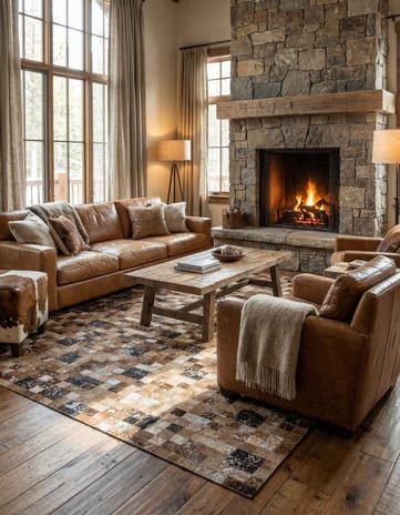 5' 3 x 7' 7 Cowhide Stocks Rug