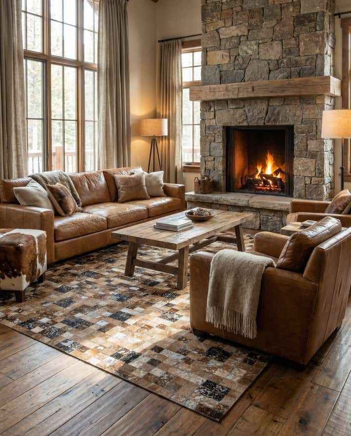 5' 3 x 7' 7 Cowhide Stocks Rug