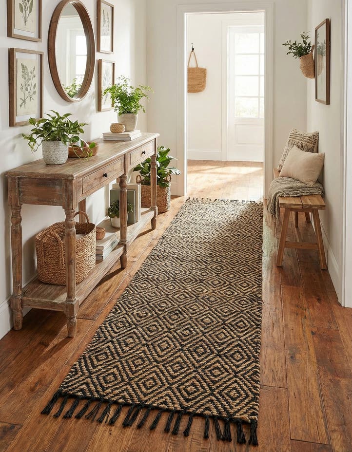 2' 2 x 12' Hand Woven Braided Jute Runner Rug